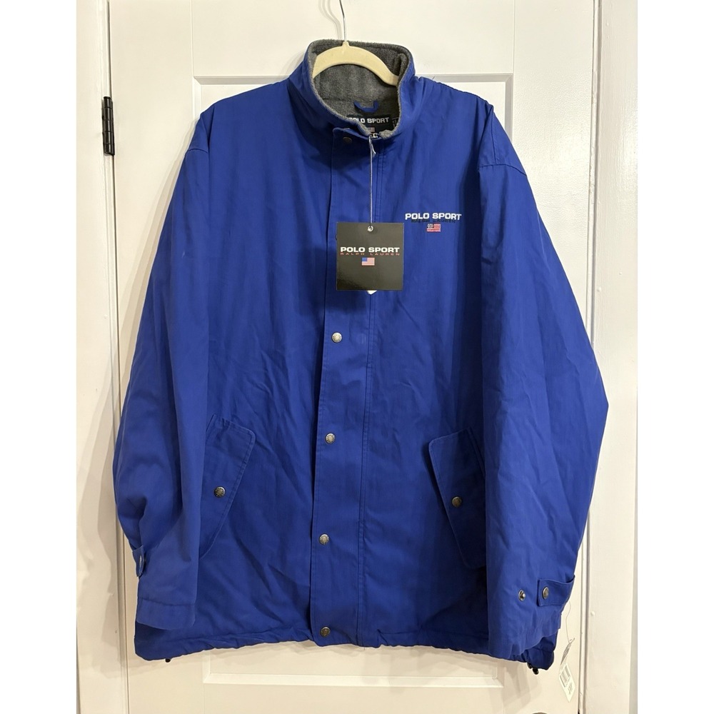 Vintage Polo Sport Ralph Lauren Men's Medium Blue Fleece-Lined Button Jacket NWT